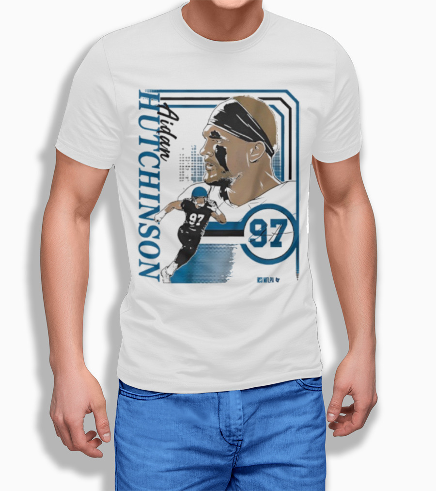 Aidan Hutchinson Signature Collage 97 Athlete Portrait T-Shirt