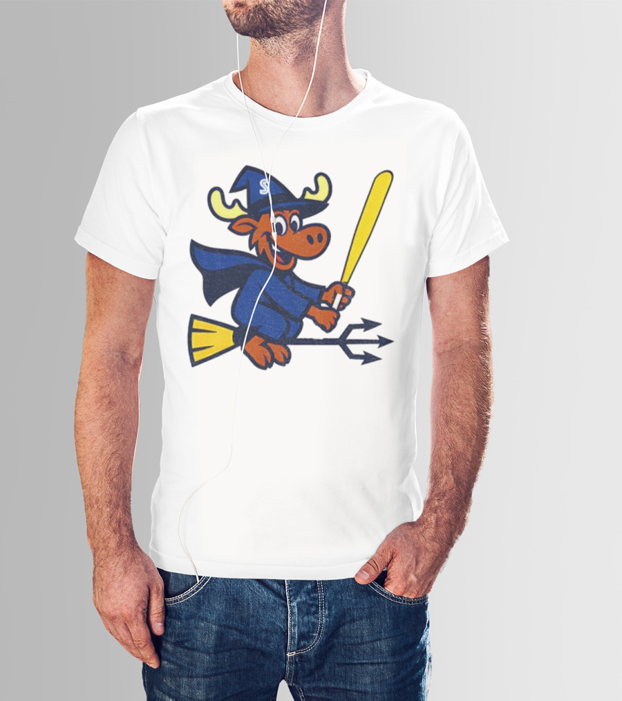 Etsy Moose Witch Seattle Mariners MLB Baseball Cartoon Trident T-Shirt