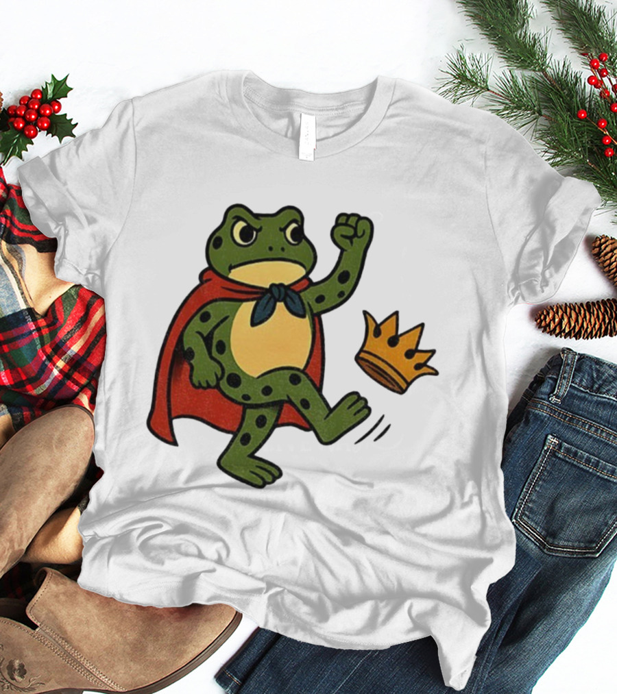 Portland Frog No Kings In America Anti Trump Kicking Crown T-Shirt