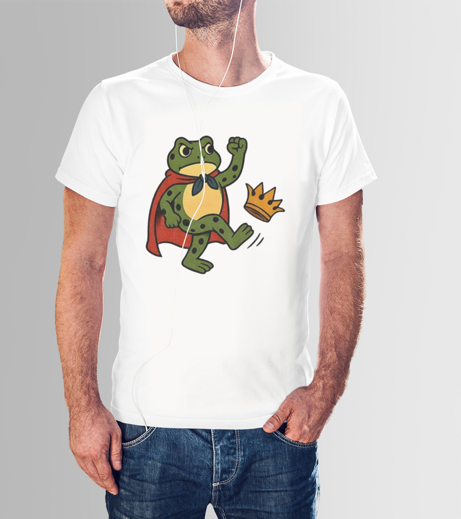 Portland Frog No Kings In America Anti Trump Kicking Crown T-Shirt