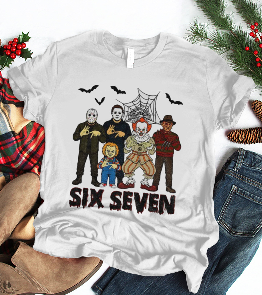 Six Seven Halloween Movie Villains Spooky Season T-Shirt