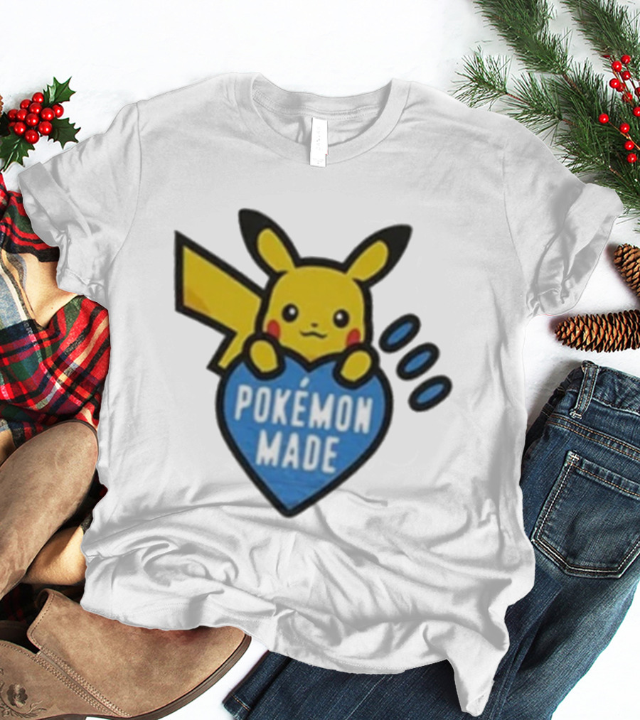 Pikachu Pokemon Made Heart Design T-Shirt