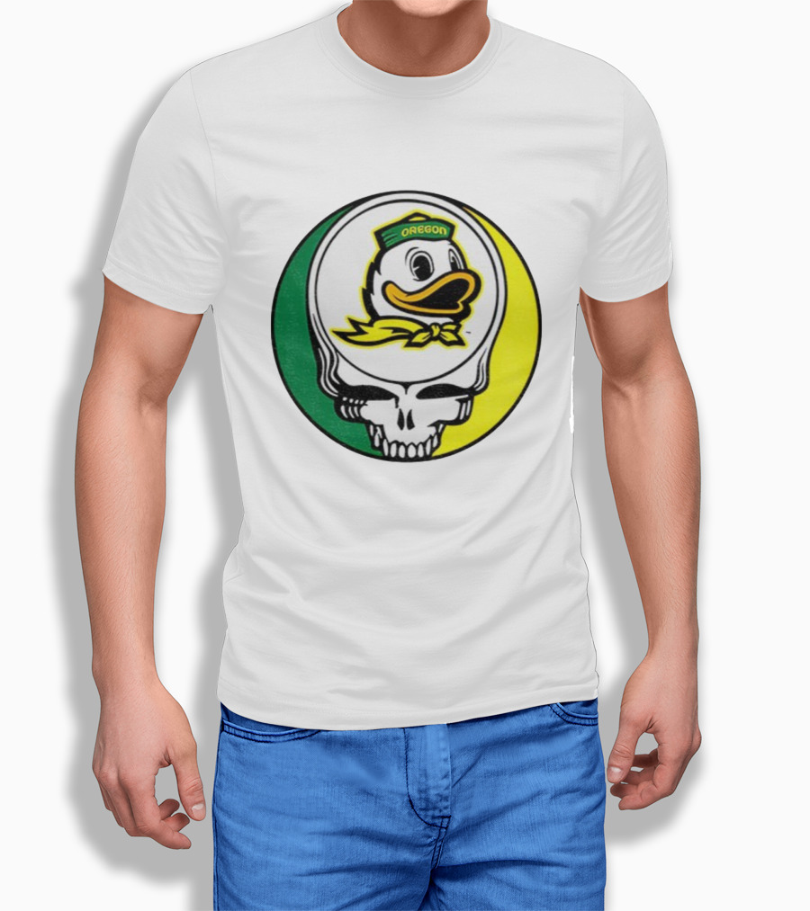 Grateful Ducks Oregon Ducks Grateful Dead Skull Icon Fusion T-Shirt