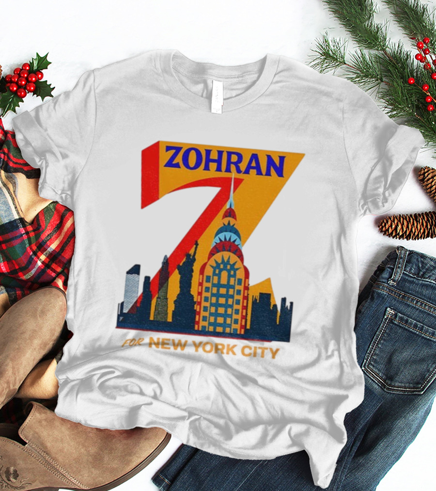 Zohran 2025 New York City Skyline Mayor Mamdani Campaign T-Shirt