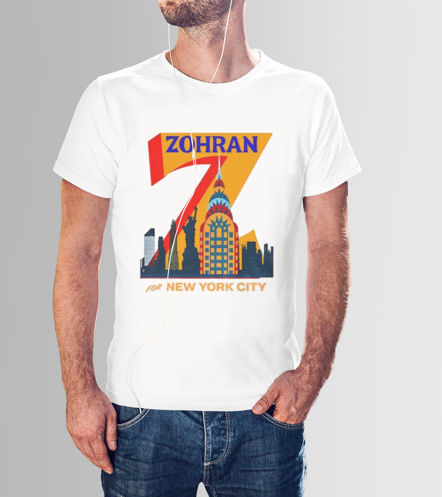 Zohran 2025 New York City Skyline Mayor Mamdani Campaign T-Shirt