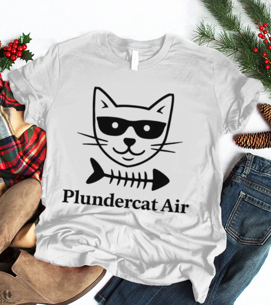Plundercat Air Cat Glasses Fishbone T-Shirt