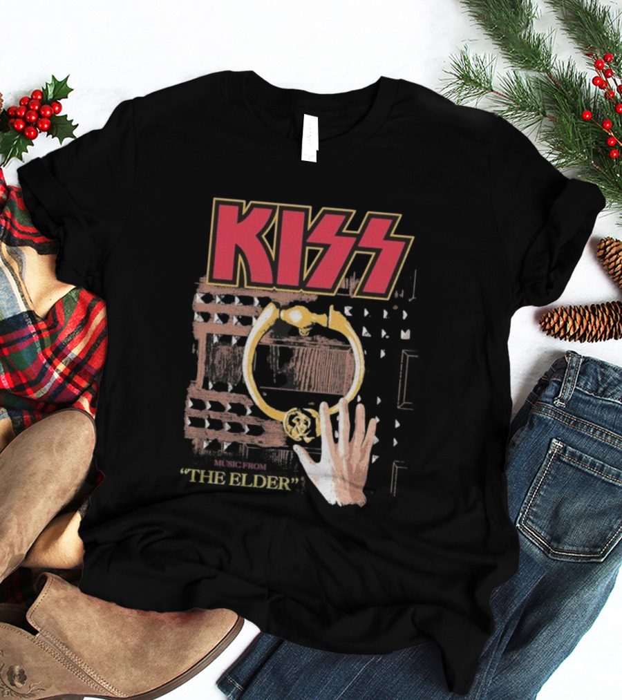 Kiss Music From The Elder Door Knocker Hand Iconic Rock Album Cover T-Shirt