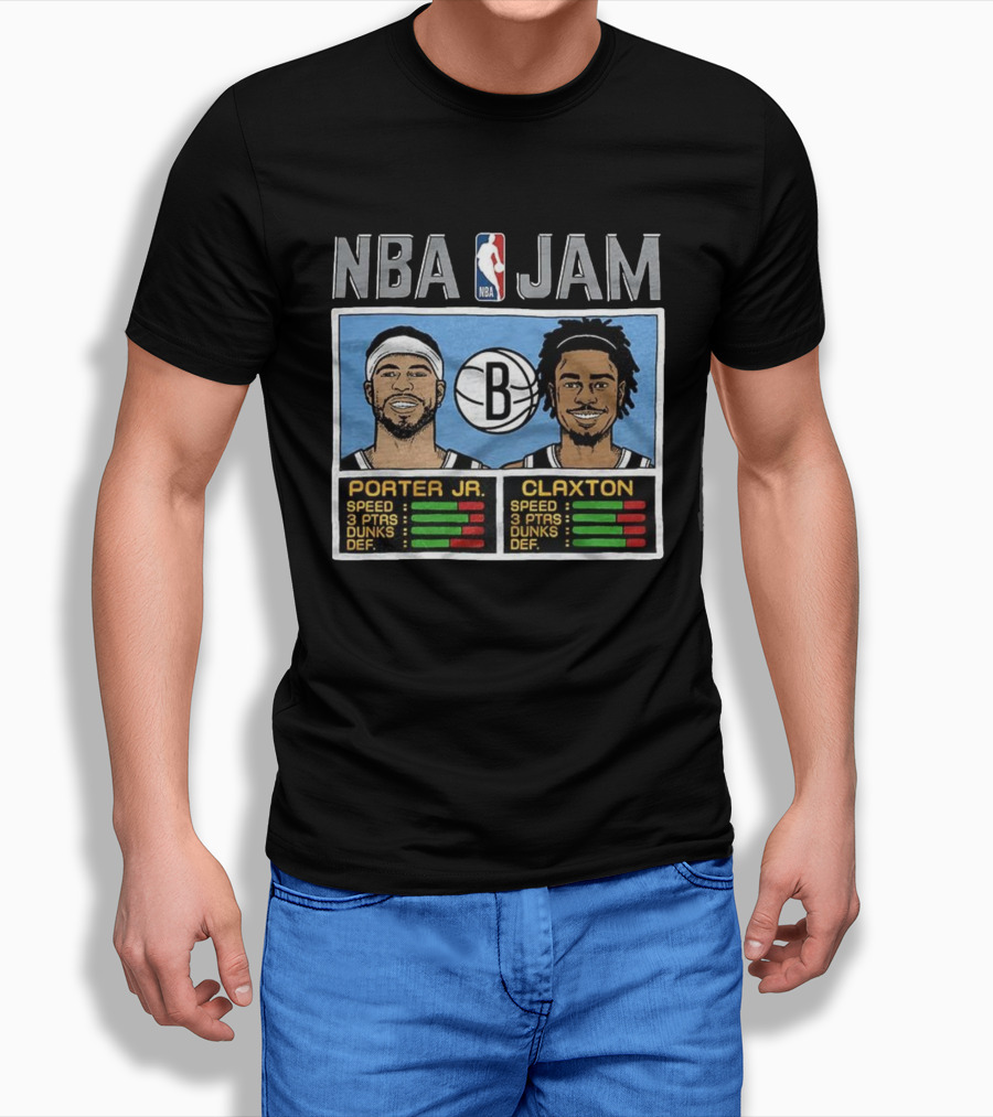 NBA Jam Porter Jr Claxton Brooklyn Nets Player Stats T-Shirt