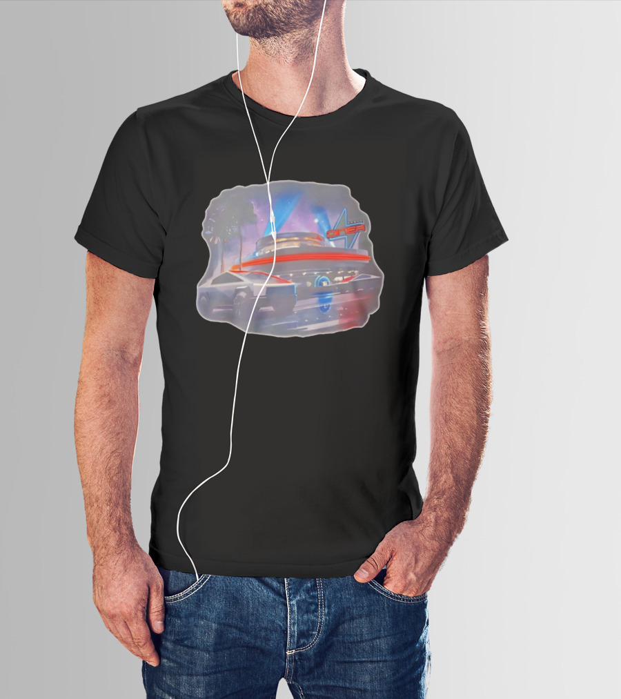 Tesla Cybertruck Hollywood Retro Diner Neon Night Scene T-Shirt