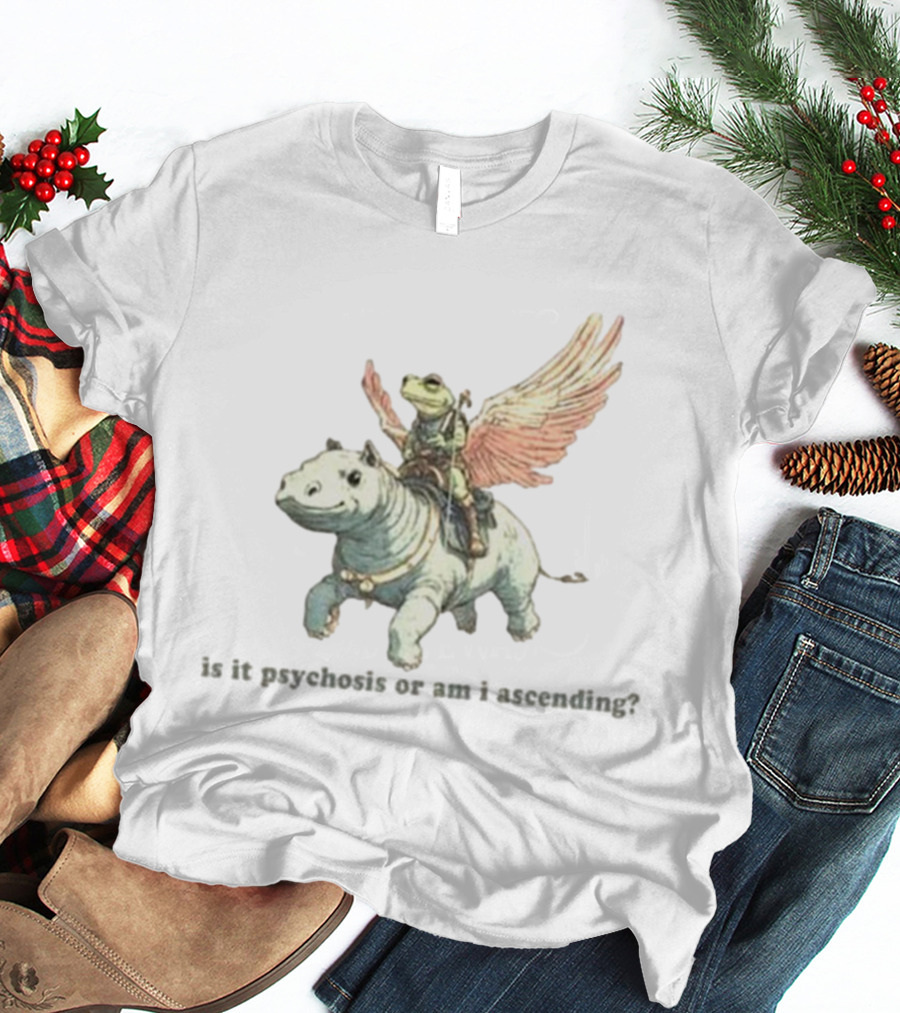 Frog Riding Flying Hippo Psychosis Or Ascension T-Shirt