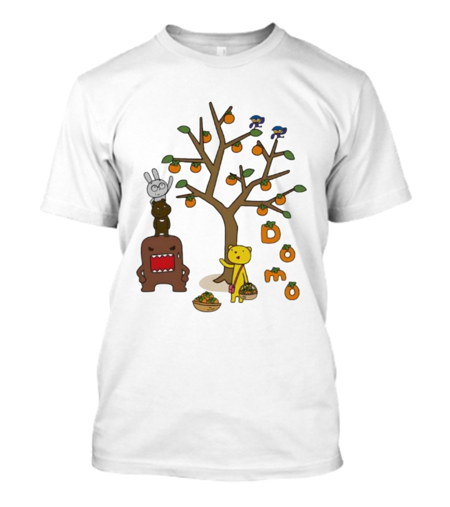 Domo Fall Harvest With Cartoon Characters And Persimmons T-Shirt