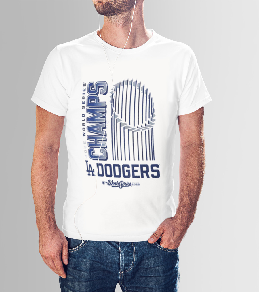 Los Angeles Dodgers 2025 World Series Champs Trophy Logo T-Shirt
