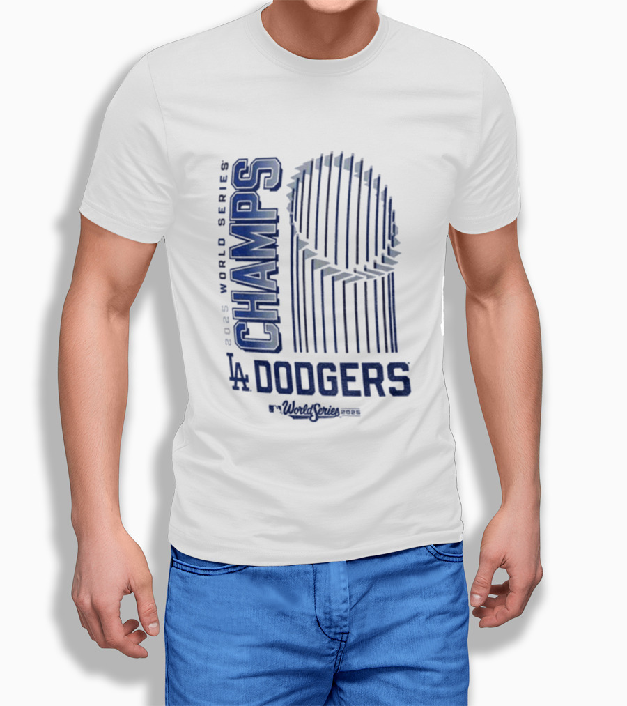 Los Angeles Dodgers 2025 World Series Champs Trophy Logo T-Shirt