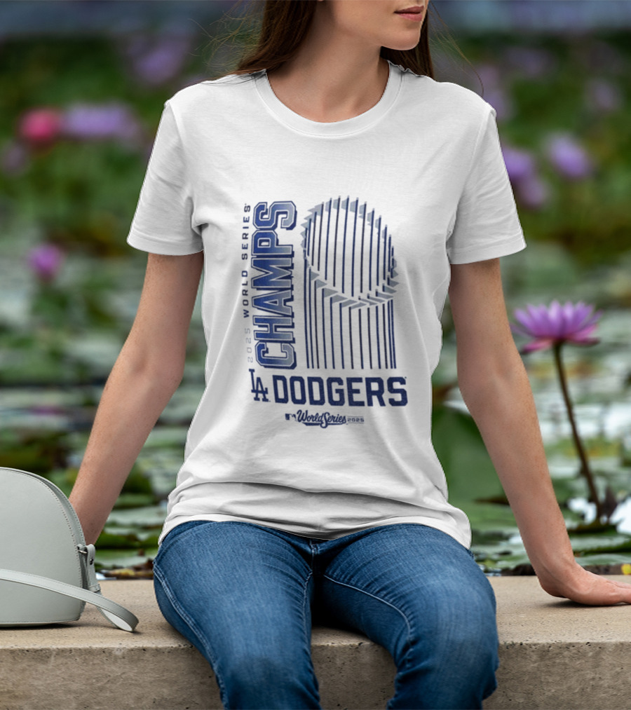 Los Angeles Dodgers 2025 World Series Champs Trophy Logo T-Shirt