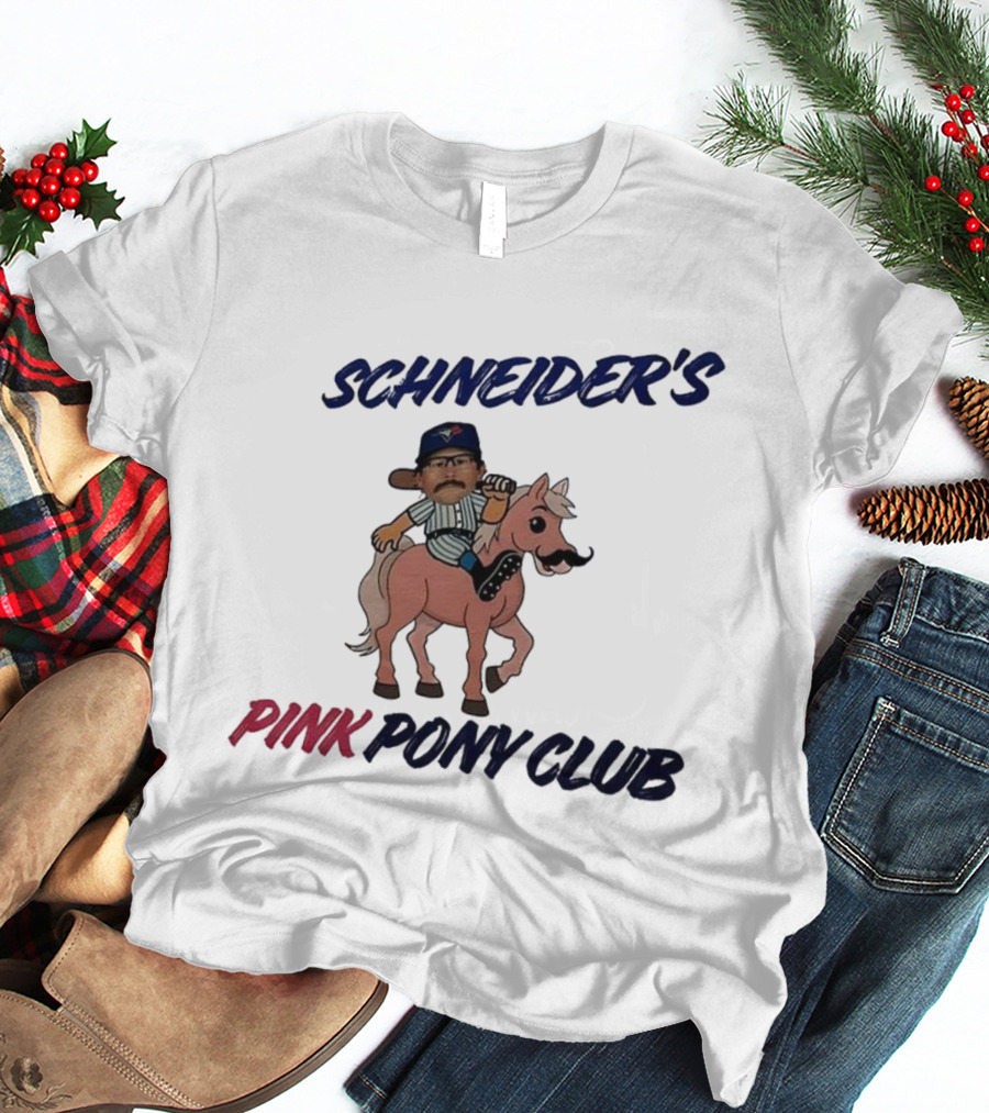 Schneider's Pink Pony Club Toronto Blue Jays Character Riding Cartoon Pony T-Shirt