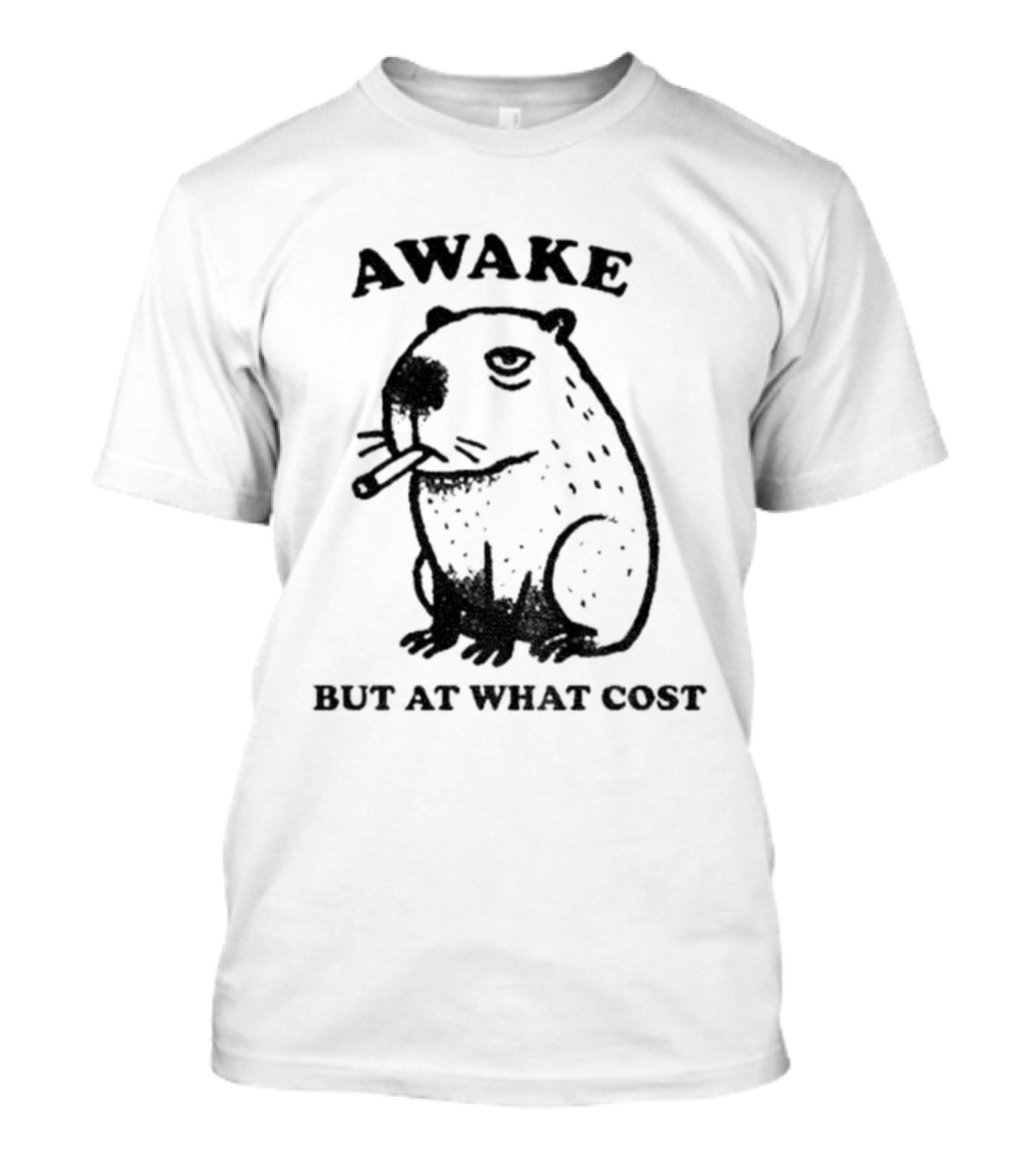 Awake Capybara Smoking Waffle But At What Cost T-Shirt