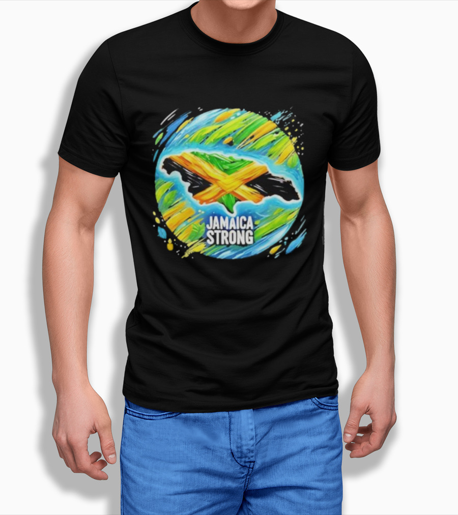 Jamaica Strong Hurricane Melissa Recovery Brush Stroke Flag Art T-Shirt