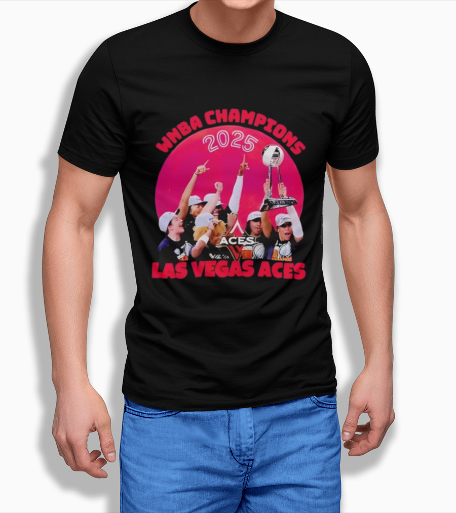 WNBA Champions 2025 Las Vegas Aces Pink Moon Celebration T-Shirt