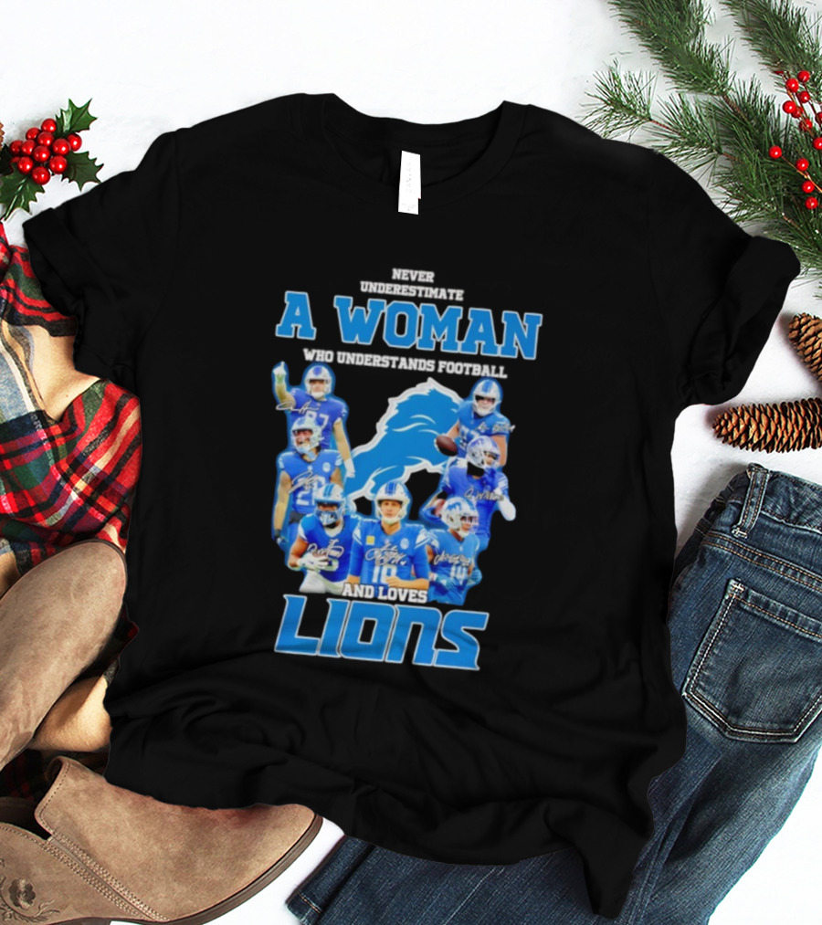 A Woman Who Understands Football And Loves Lions Players T-Shirt