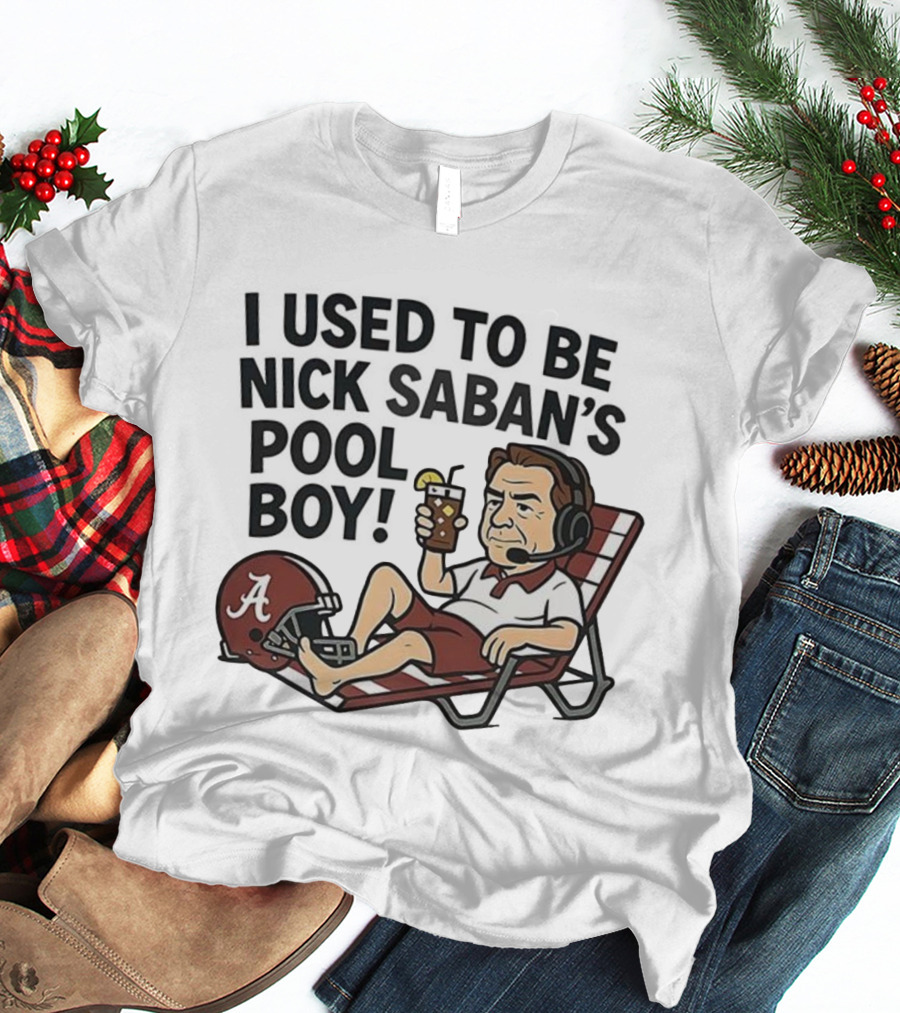 Nick Saban Pool Boy Alabama Football Cartoon Lounge Chair Parody T-Shirt