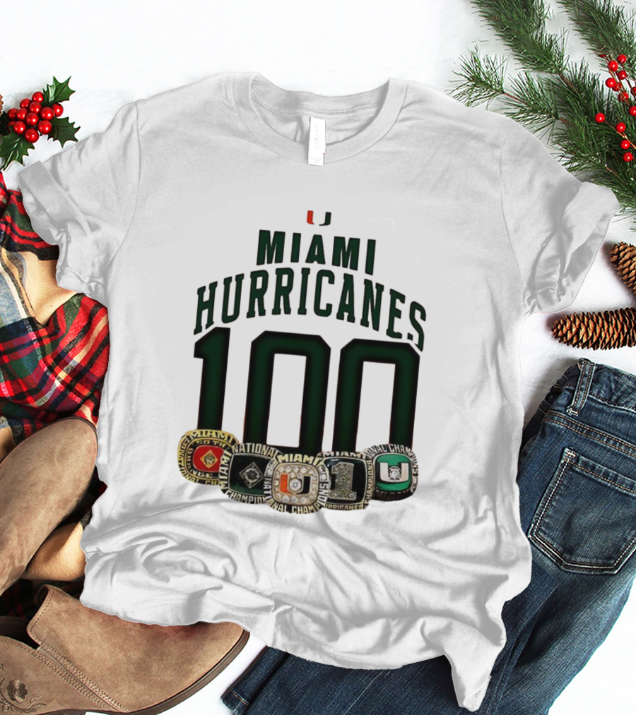 Miami Hurricanes 100 National Champions Rings T-Shirt