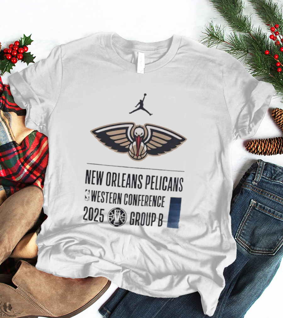 New Orleans Pelicans Western Conference 2025 Group B Jordan Brand Collaboration T-Shirt