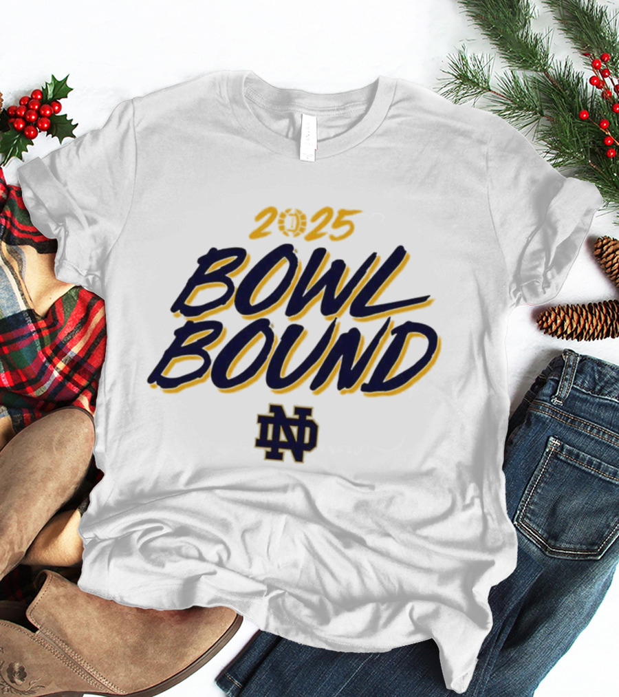 Notre Dame ND 2025 Bowl Bound Football T-Shirt