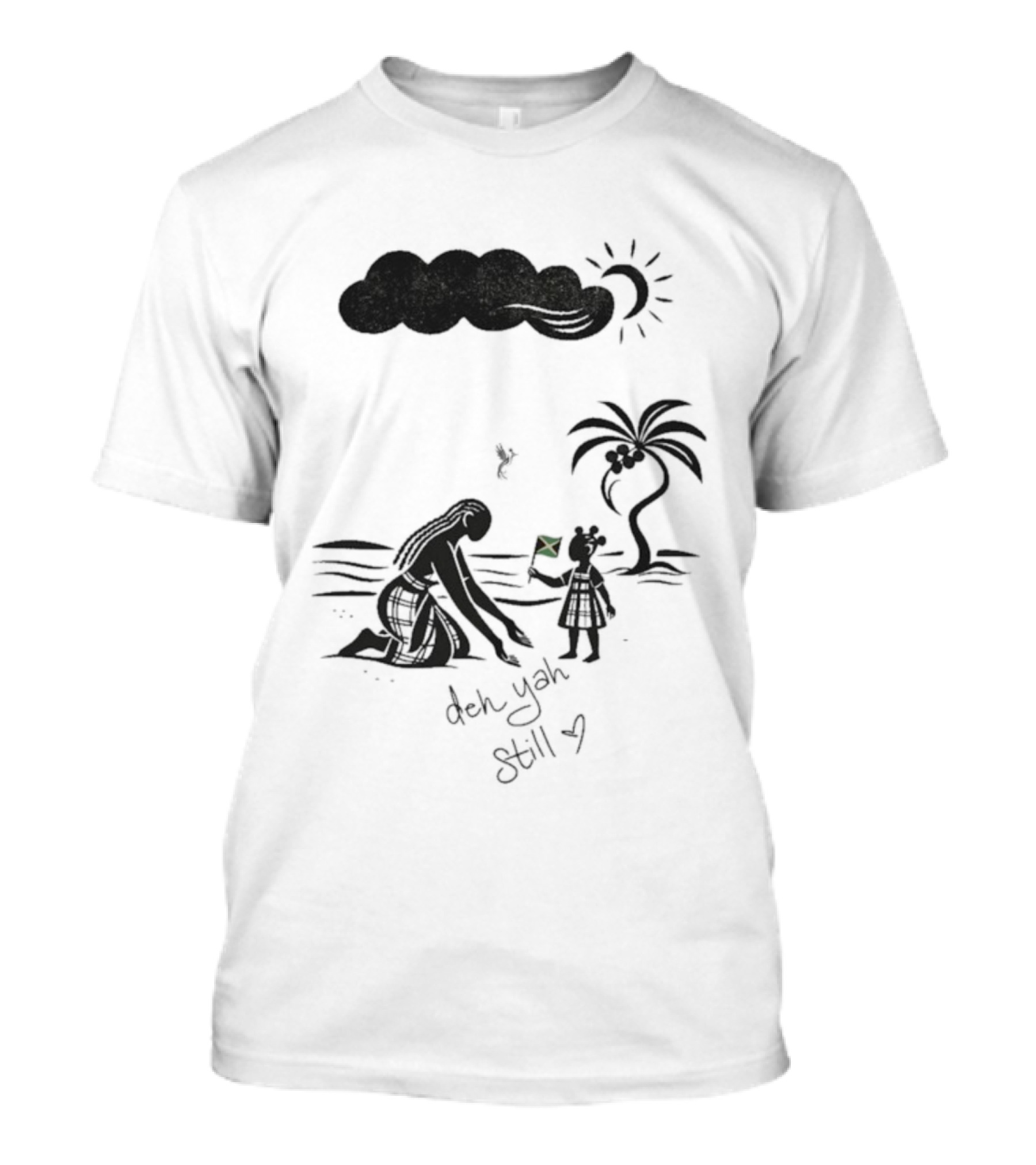 Jodie Turner-Smith X Project Hope Deh Yah Still Jamaican Flag Palm Tree Clouds Sun T-Shirt