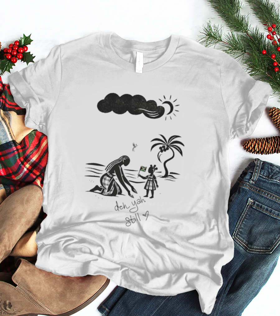 Jodie Turner-Smith X Project Hope Deh Yah Still Jamaican Flag Palm Tree Clouds Sun T-Shirt