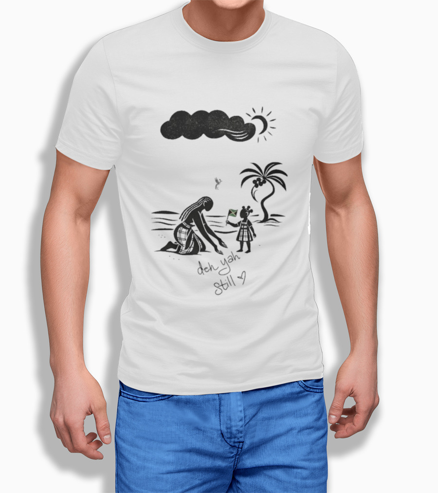 Jodie Turner-Smith X Project Hope Deh Yah Still Jamaican Flag Palm Tree Clouds Sun T-Shirt