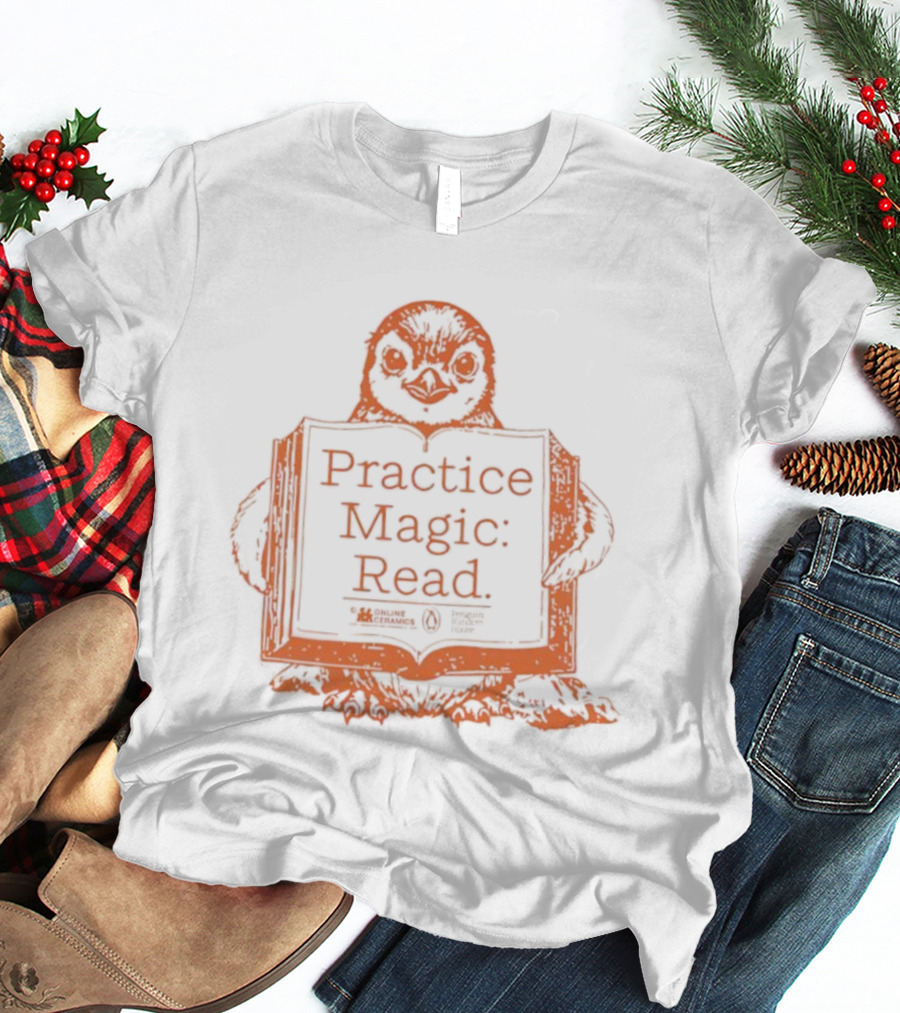 Penguin Holding Book Practice Magic Read T-Shirt