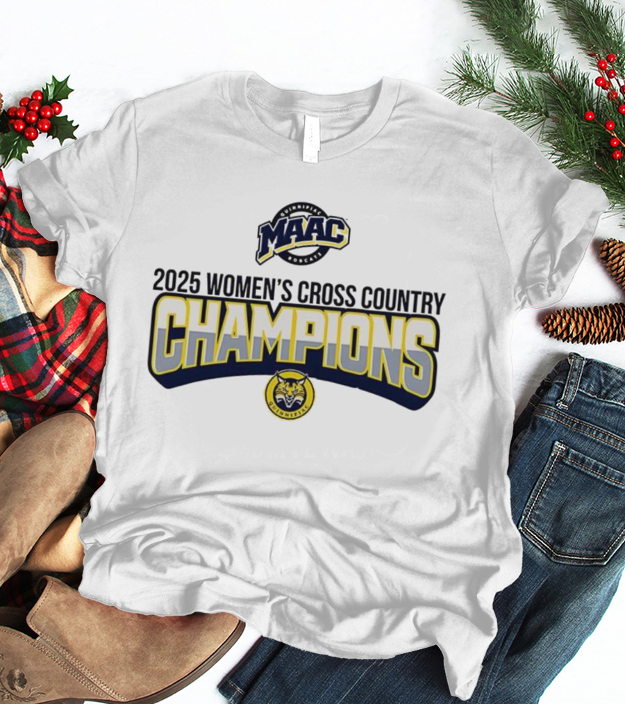 Quinnipiac University 2025 Women's Cross Country Champions MAAC Logo T-Shirt
