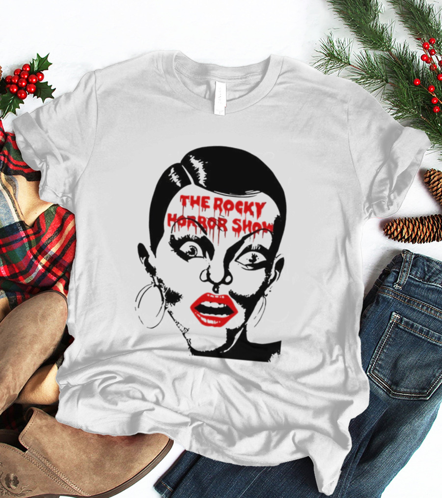 The Rocky Horror Show Dripping Text Vintage 70s Red Lips Graphic T-Shirt