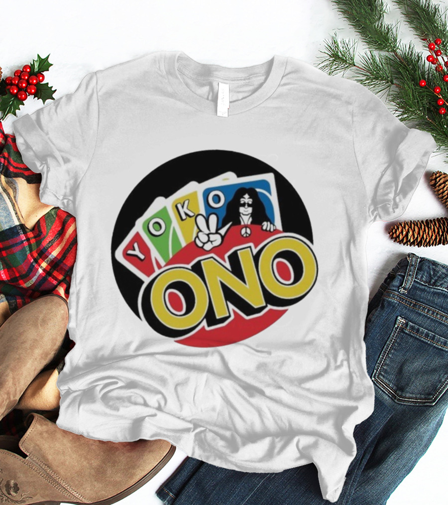 Yoko Ono Uno Peace Sign Card Game Mashup T-Shirt