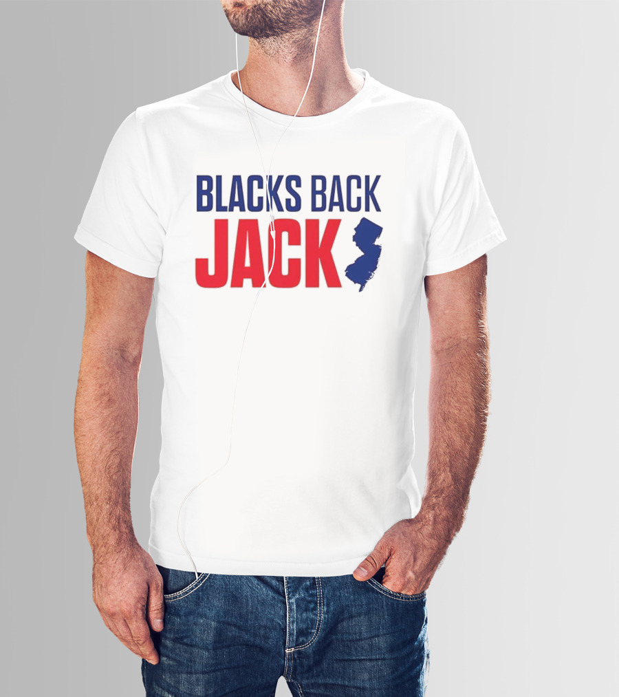 Blacks Back Jack New Jersey Map Support T-Shirt