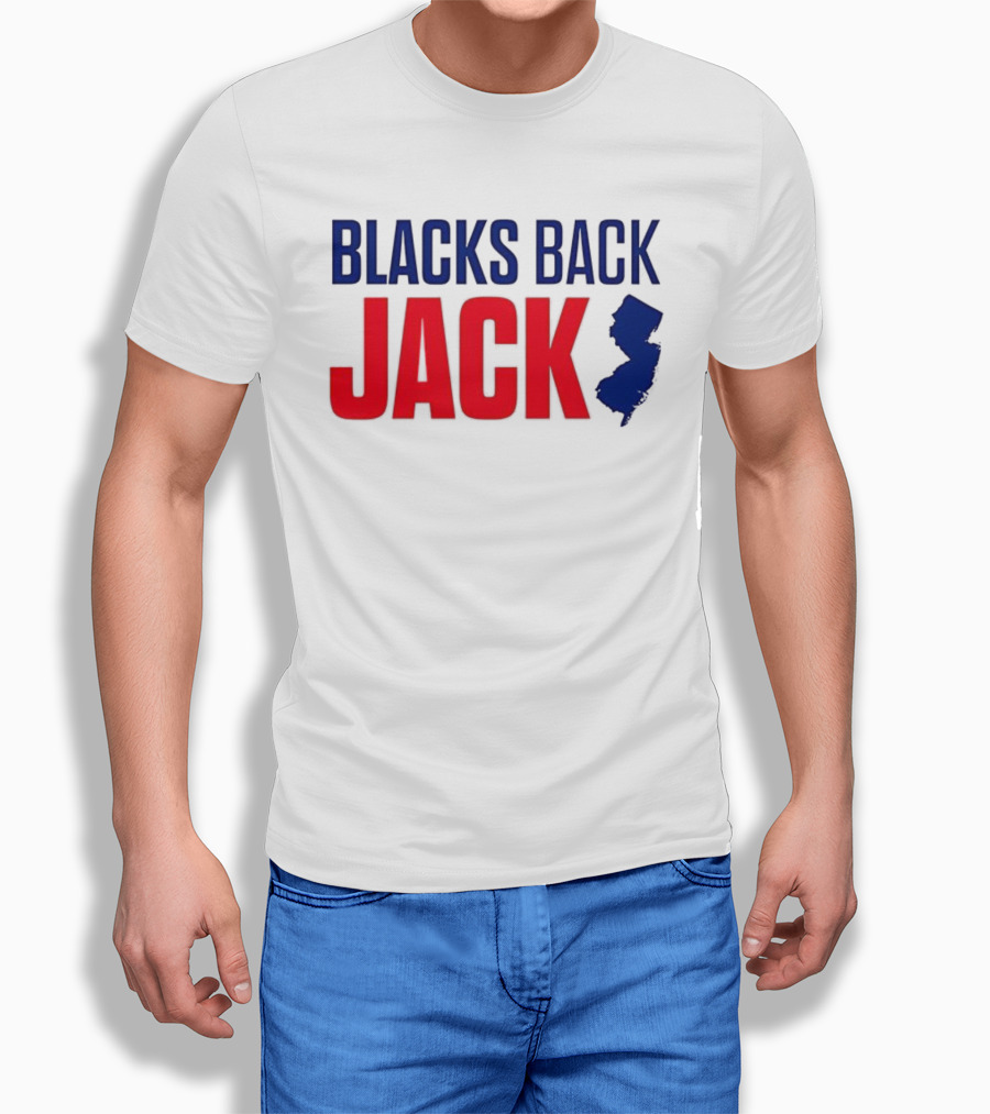 Blacks Back Jack New Jersey Map Support T-Shirt