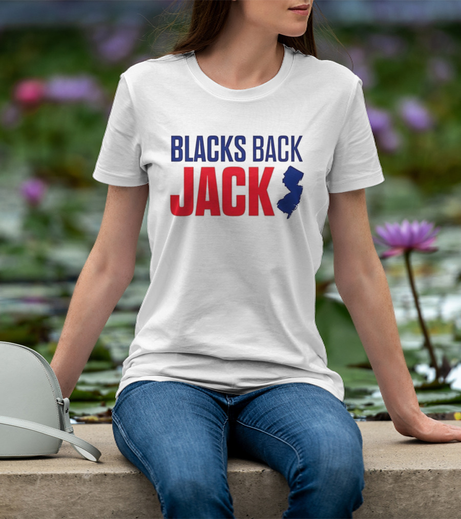 Blacks Back Jack New Jersey Map Support T-Shirt