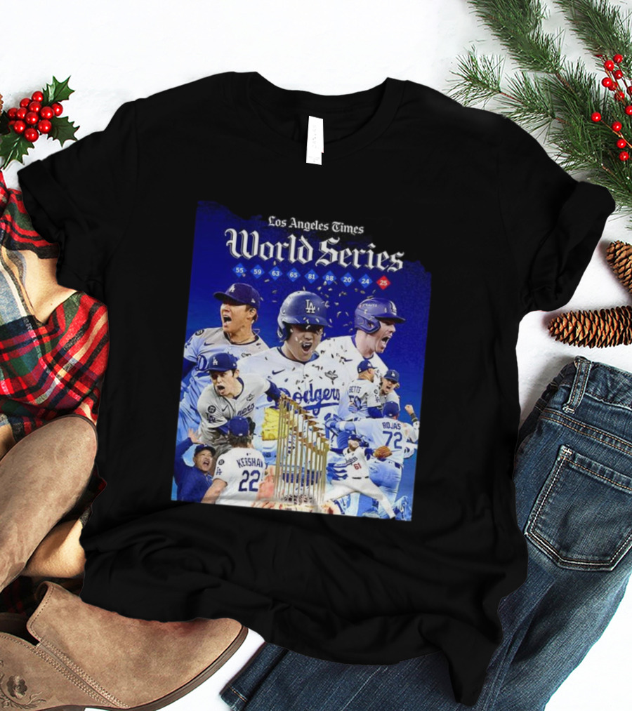Los Angeles Dodgers World Series Champions 2025 Celebration With Iconic Moments And Championship Years T-Shirt