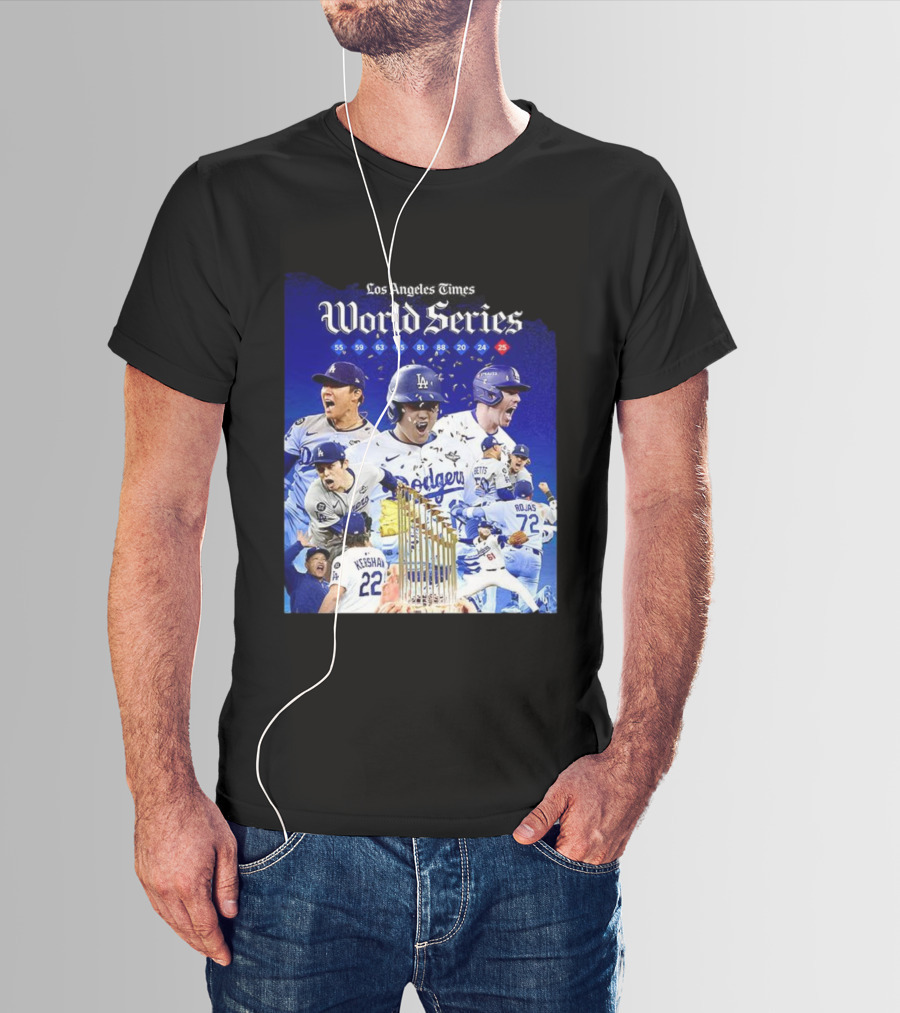 Los Angeles Dodgers World Series Champions 2025 Celebration With Iconic Moments And Championship Years T-Shirt