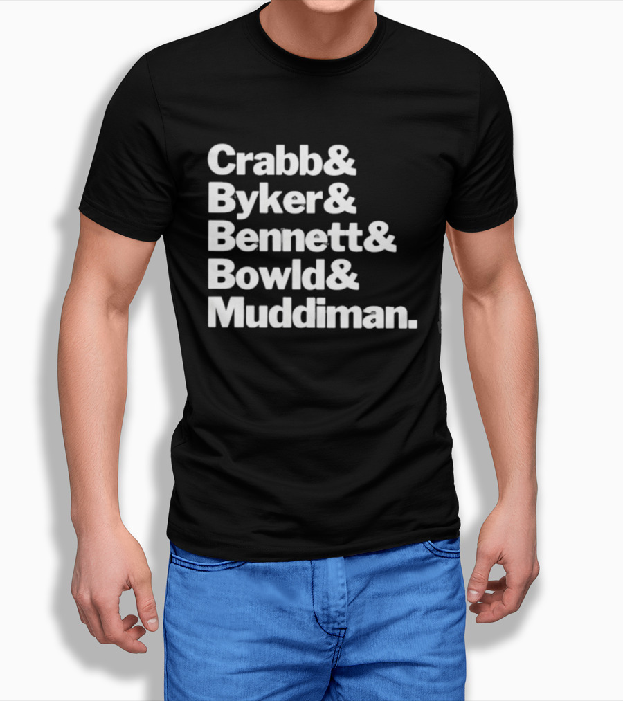 Crabb Byker Bennett Bowld Muddiman Iconic Names List T-Shirt