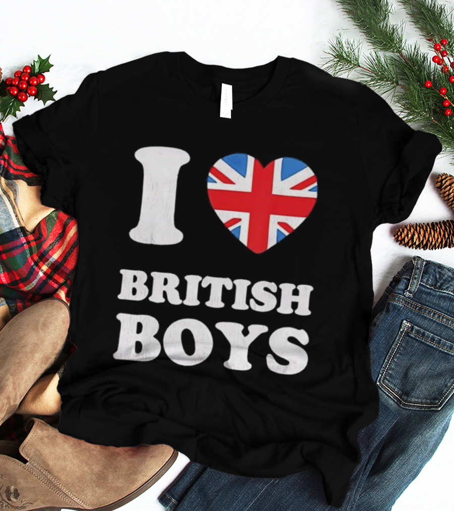 I Love British Boys Union Jack Heart Design T-Shirt