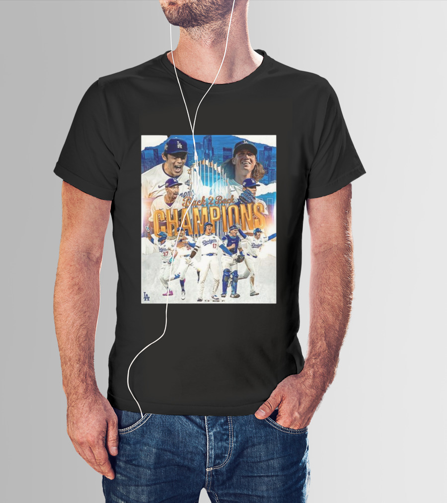 Back 2 Back Champions Los Angeles Dodgers 2025 Celebration T-Shirt