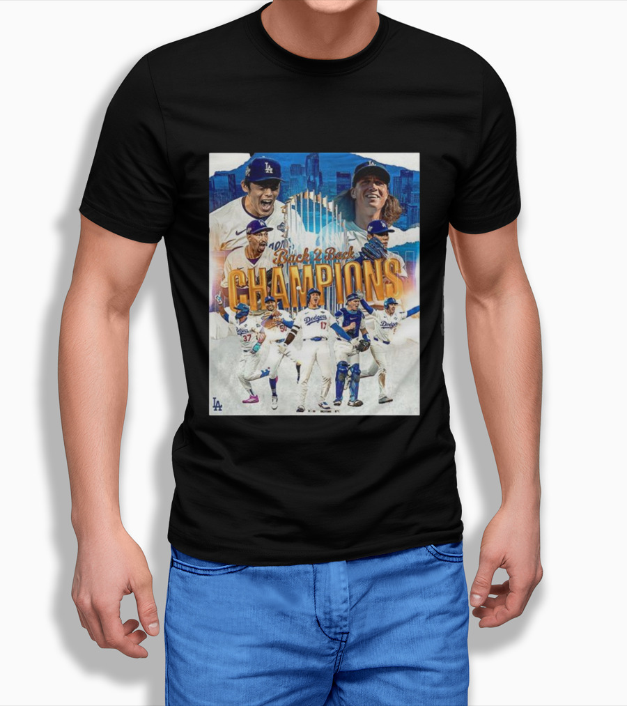 Back 2 Back Champions Los Angeles Dodgers 2025 Celebration T-Shirt