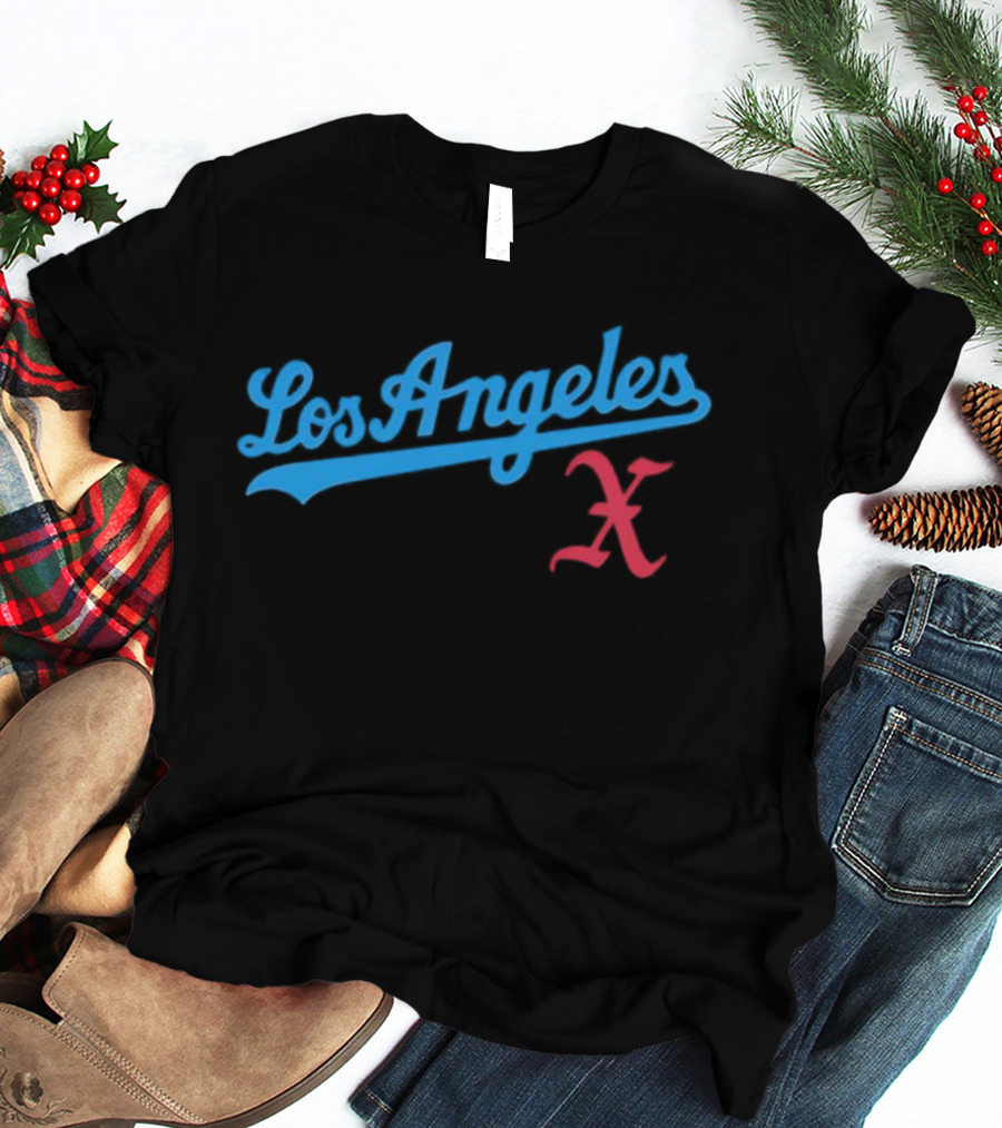 Los Angeles Crossed Red X Baseball Style T-Shirt