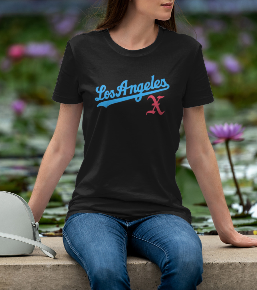 Los Angeles Crossed Red X Baseball Style T-Shirt