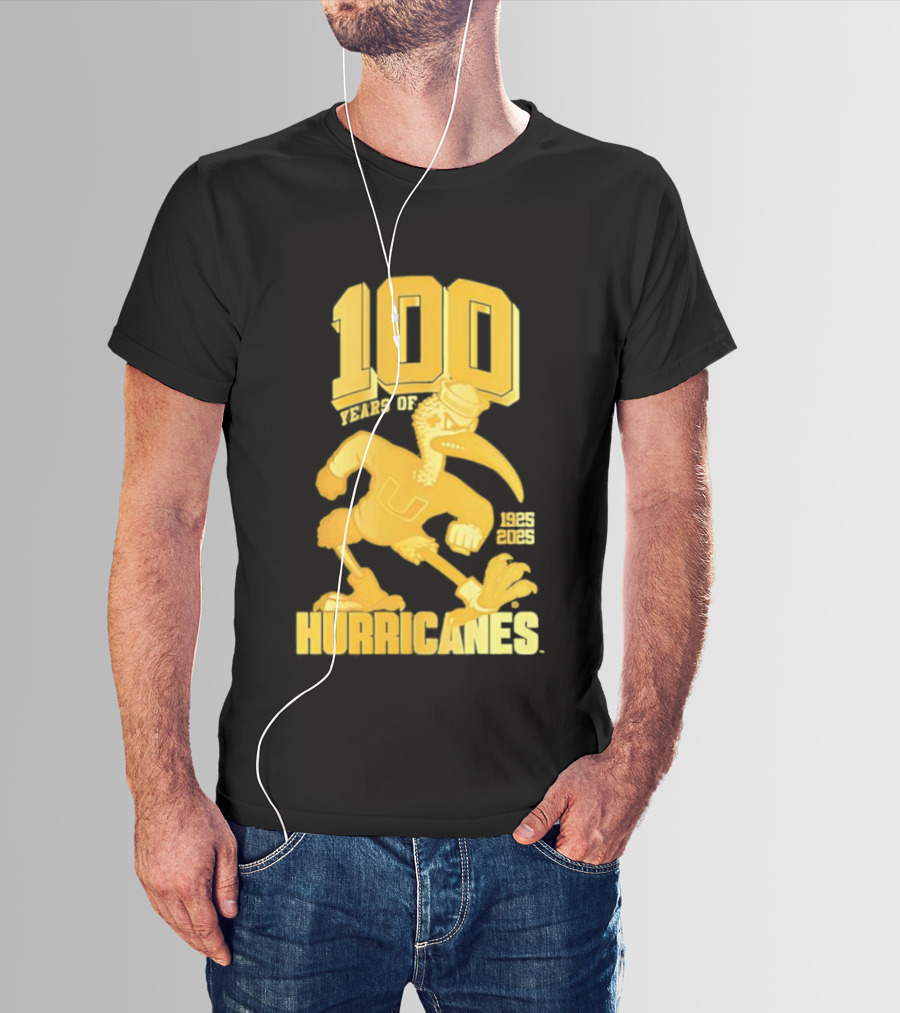 Miami Hurricanes Centennial Sebastian The Ibis 1925-2025 T-Shirt