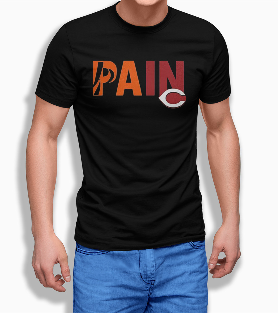 PAIN Cincinnati Reds Chicago Bears Collaboration T-Shirt