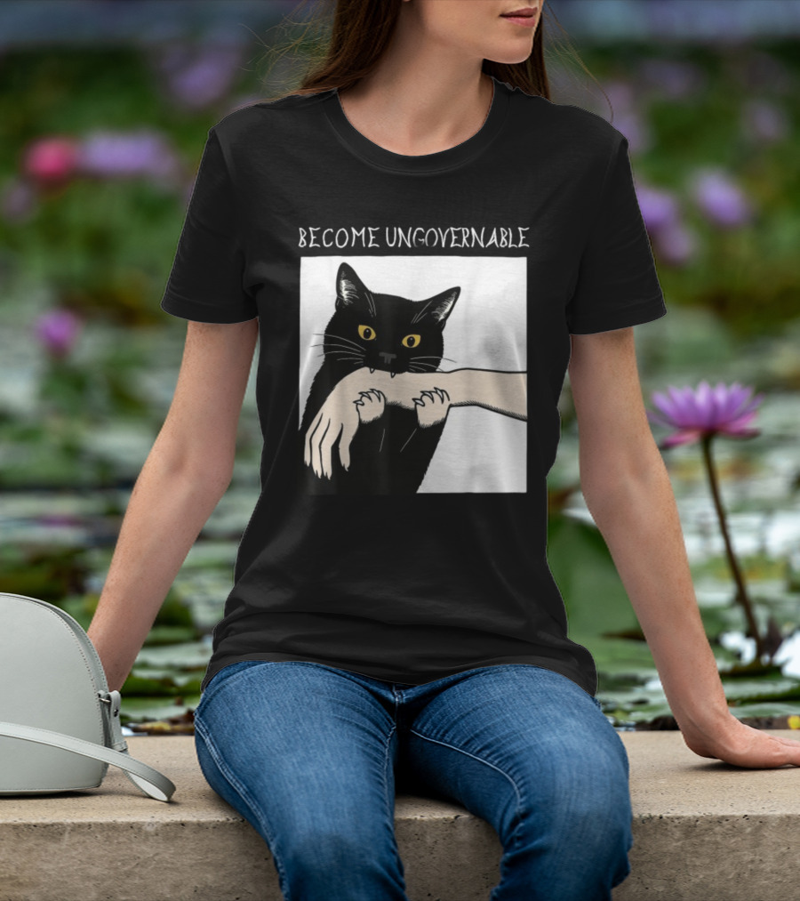 Become Ungovernable Black Cat Biting Hand T-Shirt
