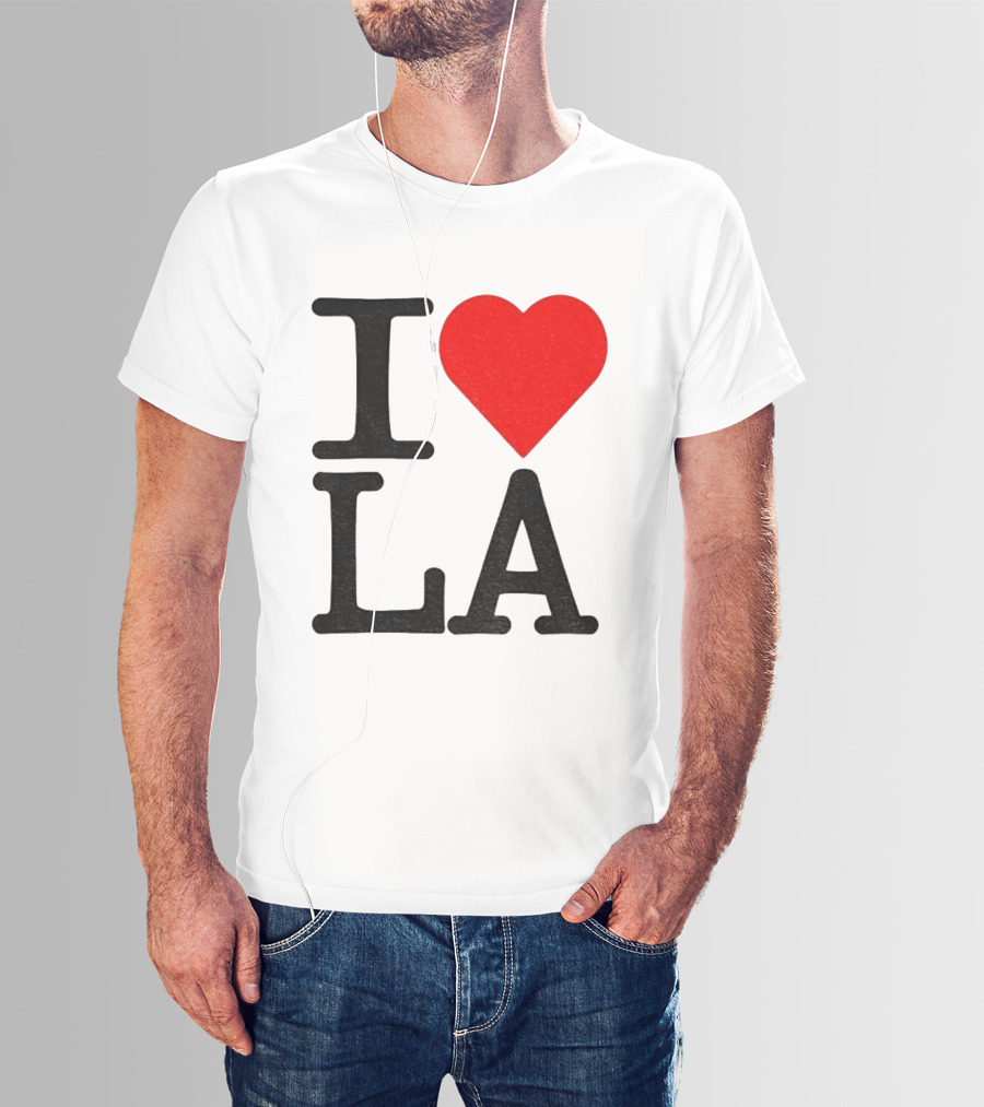 Los Angeles Dodgers Fan I Love LA Heart Classic Iconic Text T-Shirt