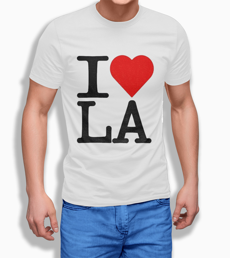 Los Angeles Dodgers Fan I Love LA Heart Classic Iconic Text T-Shirt